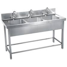 S. S. Steel Three Sink Unit