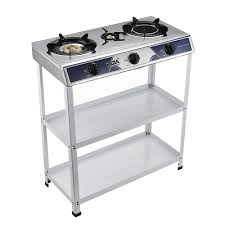 S. S. Steel Three Burner (2+1) Chinese Range - Without Plumbing